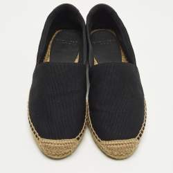 مملوكة مسبقًا حذاء إسبادريل فلات سان لوران مطرز قماش أسود مقاس 39