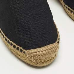 مملوكة مسبقًا حذاء إسبادريل فلات سان لوران مطرز قماش أسود مقاس 39