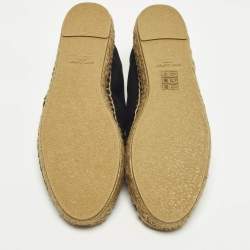 مملوكة مسبقًا حذاء إسبادريل فلات سان لوران مطرز قماش أسود مقاس 39