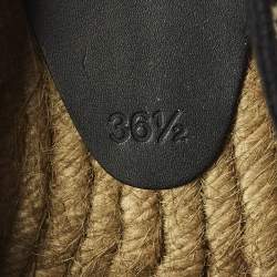 مملوكة مسبقًا حذاء إسبادريل فلات سان لوران مطرز قماش أسود مقاس 39