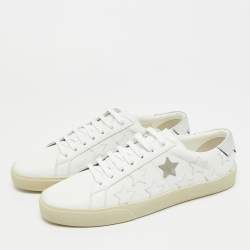 مملوكة مسبقًا Saint Laurent Court Classic Star Size 41 White/Silver Leather Low Top Sneakers