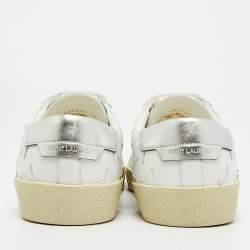 مملوكة مسبقًا Saint Laurent Court Classic Star Size 41 White/Silver Leather Low Top Sneakers