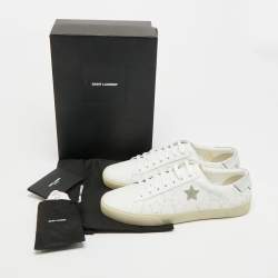 مملوكة مسبقًا Saint Laurent Court Classic Star Size 41 White/Silver Leather Low Top Sneakers