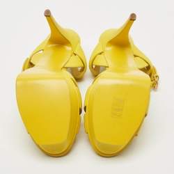Pre Owned Saint Laurent Tribute Size 39 Yellow Leather Platform Sandals