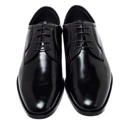 Saint Laurent Black Leather Lace Up Derby Size 38   