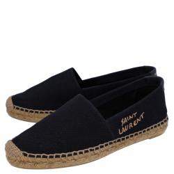 Pre Owned Saint Laurent Paris Black Canvas Espadrilles Size EU 40