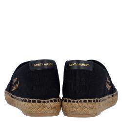 Pre Owned Saint Laurent Paris Black Canvas Espadrilles Size EU 40