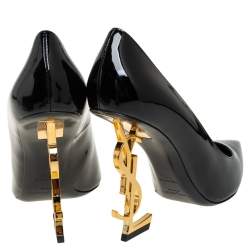 Pre Owned Saint Laurent Black Patent Leather Opyum Pointed Toe Pumps Size 38.5