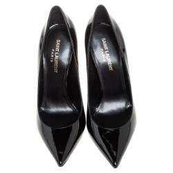 Pre Owned Saint Laurent Black Patent Leather Opyum Pointed Toe Pumps Size 38.5