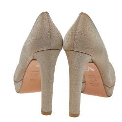 Stuart Weitzman Metallic Gold Glitter Platform Pumps Size 41