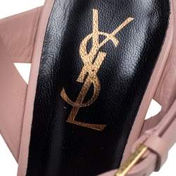 Saint Laurent Pink Leather Tribute  Sandals Size 37.5