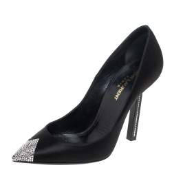 Saint Laurent Black Satin Tower Pumps Size 36.5