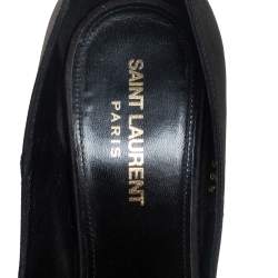 Saint Laurent Black Satin Tower Pumps Size 36.5