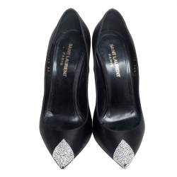 Saint Laurent Black Satin Tower Pumps Size 36.5