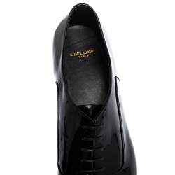 Pre Owned Saint Laurent Black Patent Leather Montaigne Lace Up Derby Size 39.5