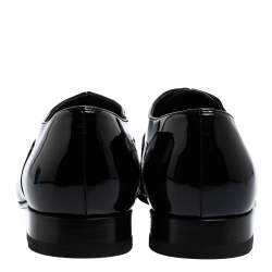 Pre Owned Saint Laurent Black Patent Leather Montaigne Lace Up Derby Size 39.5