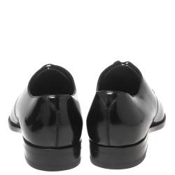Saint Laurent Black Patent Leather Montaigne Lace-Up Derby Size 37.5