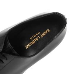 Saint Laurent Black Patent Leather Montaigne Lace-Up Derby Size 37.5