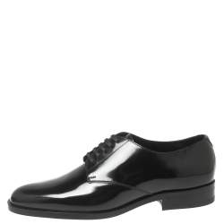 Saint Laurent Black Patent Leather Montaigne Lace-Up Derby Size 37.5