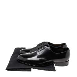 Pre Owned Saint Laurent Black Patent Leather Montaigne Lace-Up Derby Size 37.5