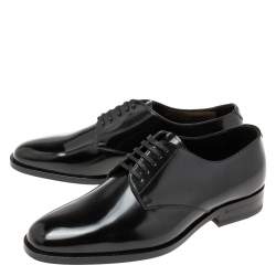 Pre Owned Saint Laurent Black Patent Leather Montaigne Lace-Up Derby Size 37.5