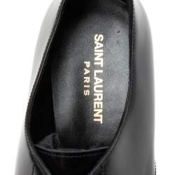 Pre Owned Saint Laurent Black Patent Leather Montaigne Lace-Up Derby Size 37.5