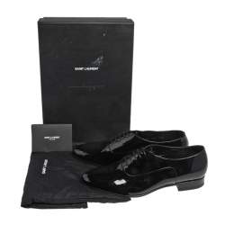 Saint Laurent Black Patent Leather Lace Up Oxfords Size 37.5