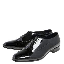 Saint Laurent Black Patent Leather Lace Up Oxfords Size 37.5