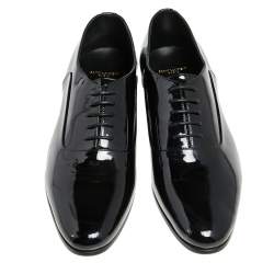 Saint Laurent Black Patent Leather Lace Up Oxfords Size 37.5