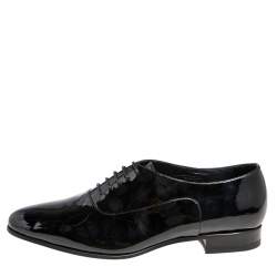Saint Laurent Black Patent Leather Lace Up Oxfords Size 37.5