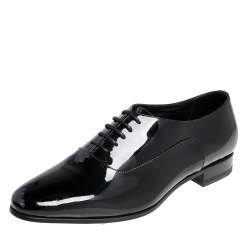Saint Laurent Black Patent Leather Lace Up Oxfords Size 37.5