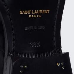 Pre Owned Saint Laurent Black Patent Leather Montaigne Lace-Up Derby Size 38.5