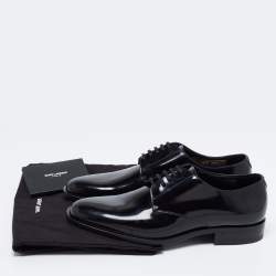 Pre Owned Saint Laurent Black Patent Leather Montaigne Lace-Up Derby Size 38.5