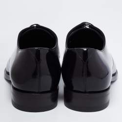 Pre Owned Saint Laurent Black Patent Leather Montaigne Lace-Up Derby Size 38.5