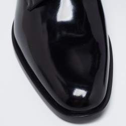 Pre Owned Saint Laurent Black Patent Leather Montaigne Lace-Up Derby Size 38.5