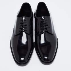 Pre Owned Saint Laurent Black Patent Leather Montaigne Lace-Up Derby Size 38.5