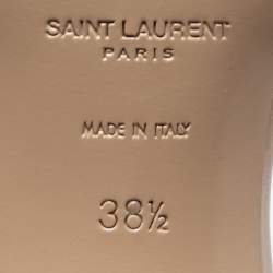 Pre Owned Saint Laurent Beige Leather Tribute Slide Sandals Size 38.5