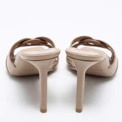 Pre Owned Saint Laurent Beige Leather Tribute Slide Sandals Size 38.5