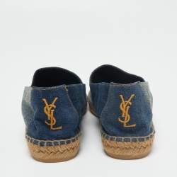 Pre Owned حذاء فلات إسبادريل سان لوران دينم أزرق مقاس 40