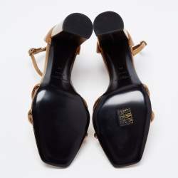 مملوكة مسبقًا Saint Laurent Gold Leather Ankle Strap Sandals  Size 40