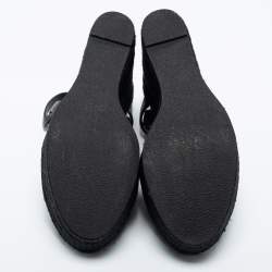 Pre Owned Saint Laurent Black Leather Tribute Espadrille Wedge Sandals Size 40