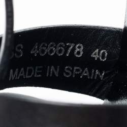 Pre Owned Saint Laurent Black Leather Tribute Espadrille Wedge Sandals Size 40