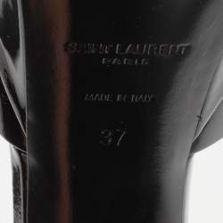 Saint Laurent Black Patent Jodie Ankle Strap Sandals Size 37