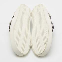 Pre Owned Saint Laurent Paris White/Black Calf hair Slip On Sneakers Size 40
