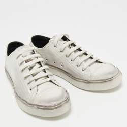 Pre Owned Saint Laurent White Leather Low Top Sneakers Size 37.5