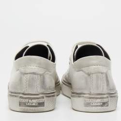 Pre Owned Saint Laurent White Leather Low Top Sneakers Size 37.5