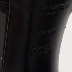 Saint Laurent Black Patent Leather Cassandra Sandals Size 36.5
