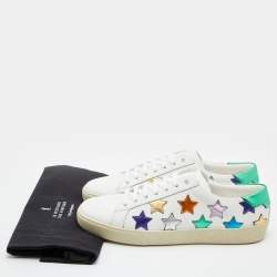 Saint Laurent White Leather Star Court Classic Low Top Sneakers Size 39