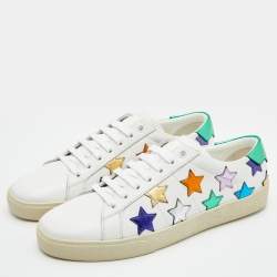 Saint Laurent White Leather Star Court Classic Low Top Sneakers Size 39