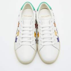 Saint Laurent White Leather Star Court Classic Low Top Sneakers Size 39